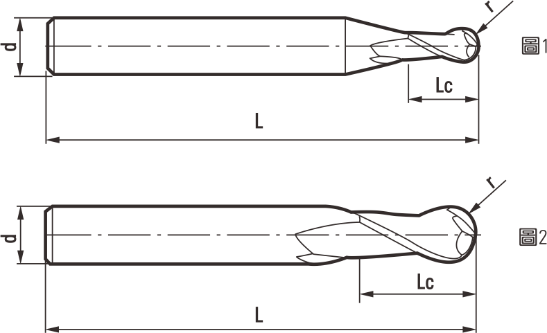 Die steel ball end milling cutter custom long blade series
